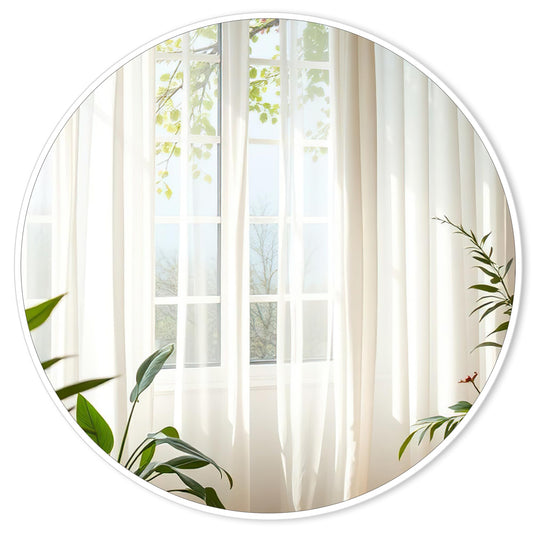 Tanmicoshomy White Round Mirror 36 inch, Large Circle Wall-Mounted Bathroom Mirror with Tempered Glass-Shatterproof for Entryway, Living Room, Bedroom