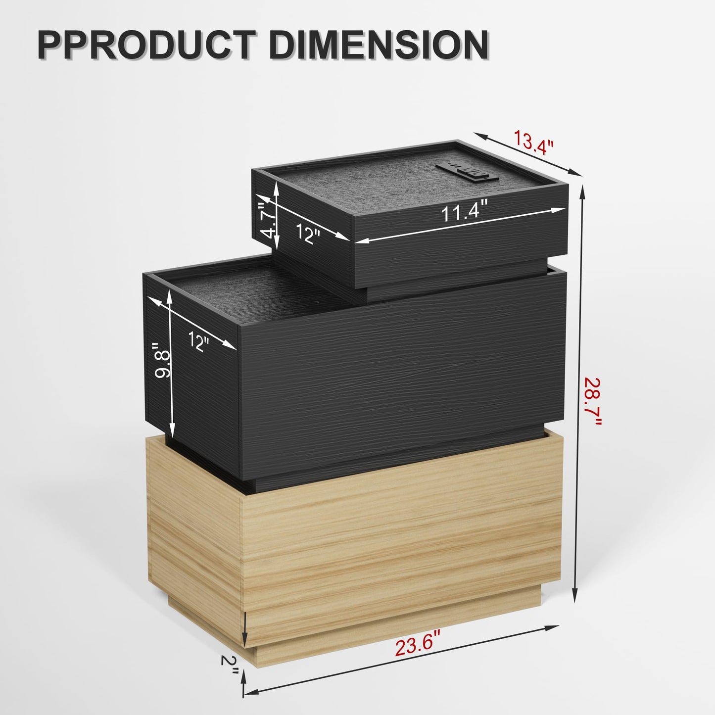 UEV End Table with Charging Station,Narrow Side Table for Living Room,Nightstand with Drawers and Storage,Sofa Side Table with USB Ports and Power Outlets for Living Room and Bedroom,Black and Brown