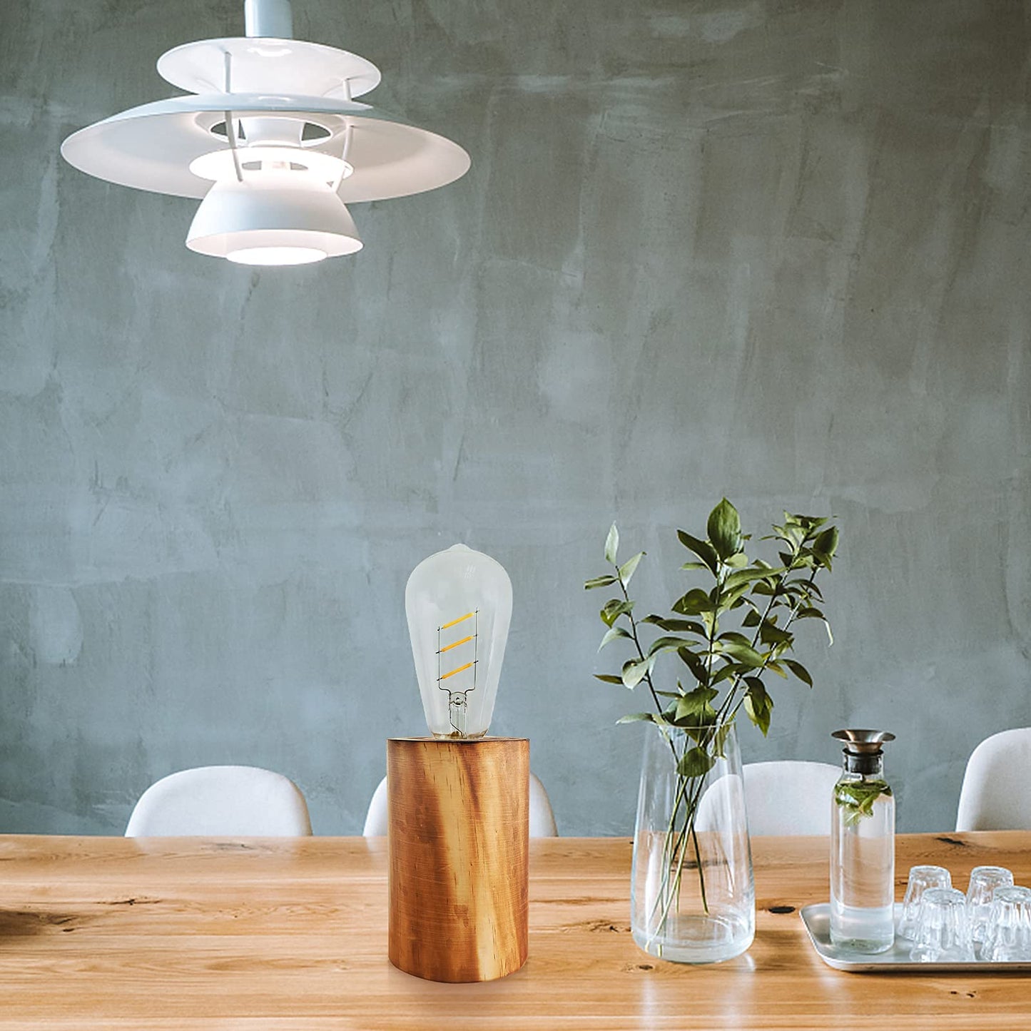 YiShine Battery Operated Table Lamp Wood Night Light Decorative Table Light for Bedroom Living Room Lights Bedside Table Lamp Desk Decorative Lights Bright Light Festival Home Decoration(Single)