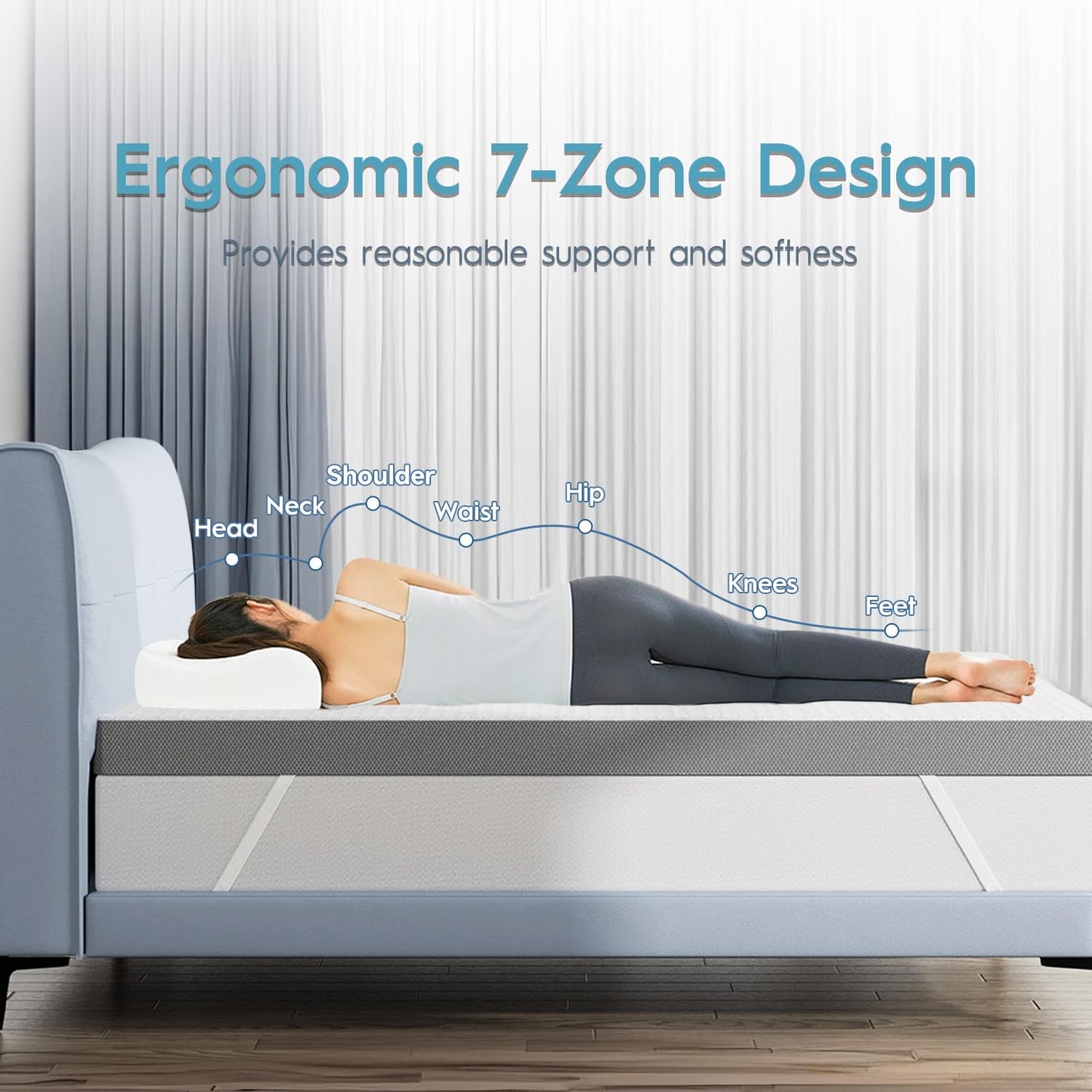 3 Inch Cooling Mattress Topper Queen, Ice Silk with Gel-Infused 40D Memory Foam Bed Topper Pad with Removable Soft Cover, Pressure Relief & Non-Slip (White, Queen)