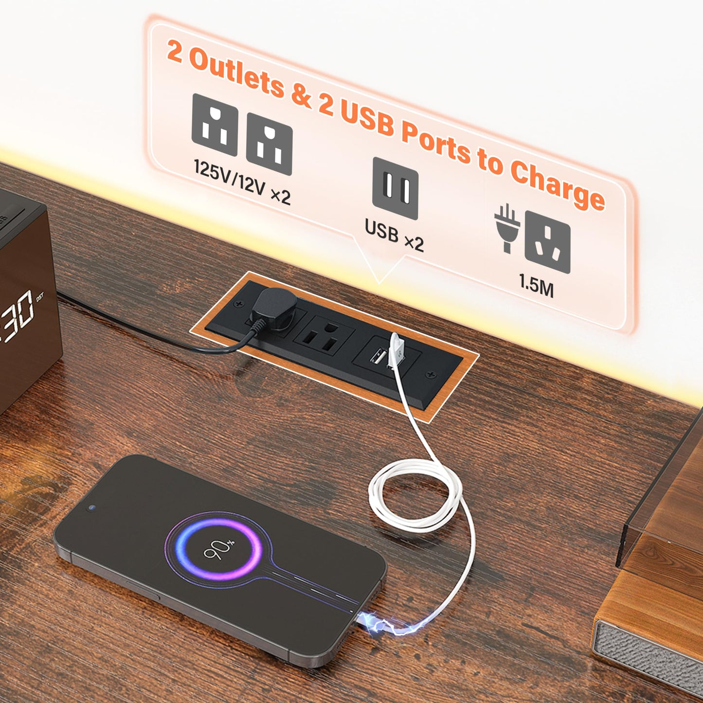 12 Drawer Dresser TV Stand for 65 70 75 Inch TV 63" W Extra Long Dresser for Bedroom with LED Lights & Power Outlets Entertainment Center with Fabric Drawers for Closet, Rustic Brown