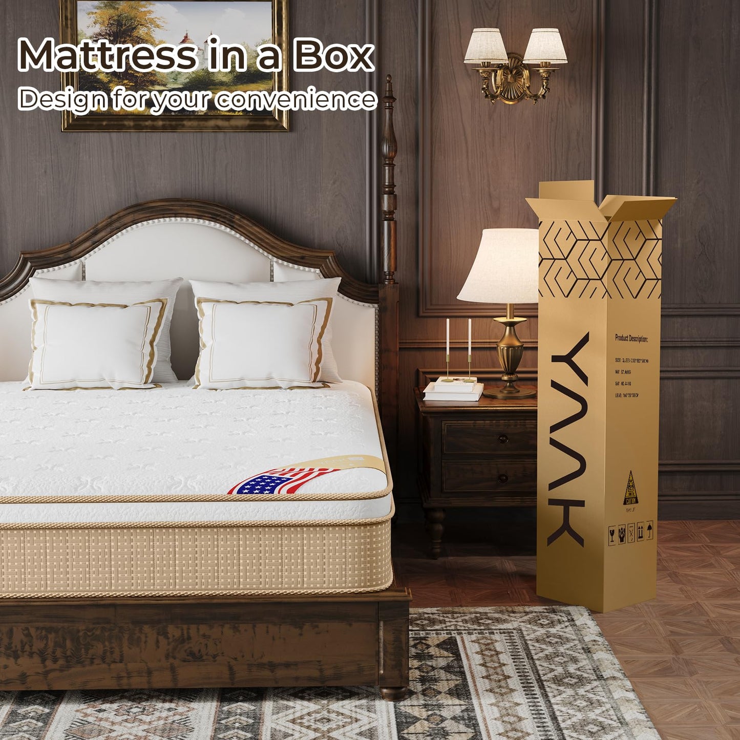 Yaak 12 Inch Queen Mattress in a Box for Back Pain Relief, Medium Firm Feel Fiberglass Free Hybrid Mattress with Cooling Gel Memory Foam and Individual Pocket Springs, CertiPUR-US 100 Night Trial