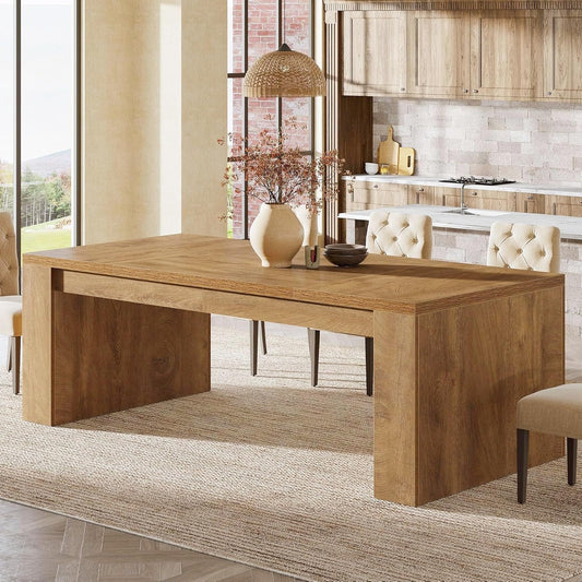 Tribesigns 70.9-Inch Rectangular Dining Table for 6-8, Farmhouse Wooden Kitchen Table, Large Dining Room Furniture with Sturdy Frame for Kitchen, Dining Room, Living Room, Brown
