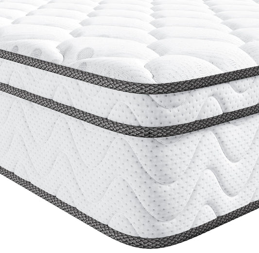 Vesgantti 12 inch Twin Size Mattress, Hybrid Single Mattress in a Box with Memory Foam and Pocket Spring, Ergonomic Design & Pressure Relief, Medium Firm Feel, 39"*75"*12"