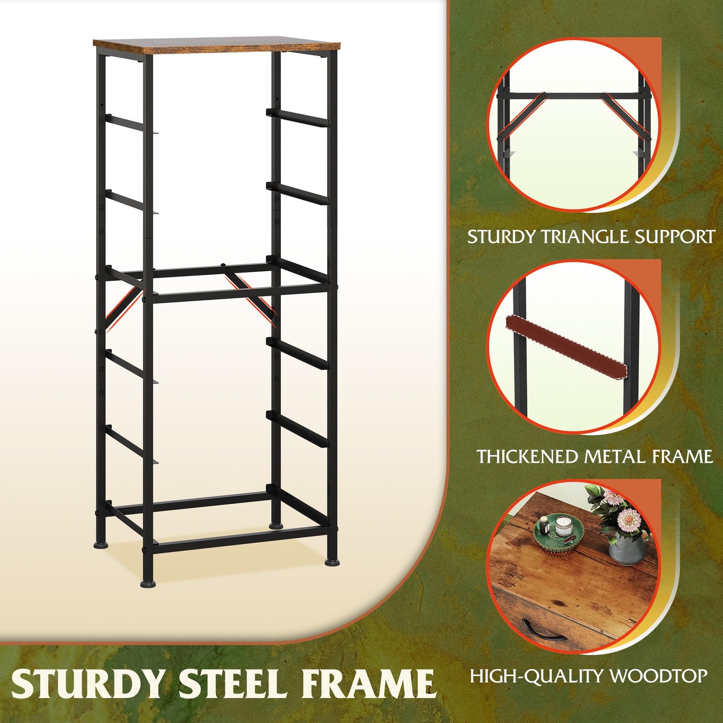 WLIVE Tall Dresser for Bedroom, 6 Drawer Dressers & Chests of Drawers, Fabric Dresser for Closet, Night Stand with Metal Frame, Storage Tower with Fabric Bins, Wood Top, Rustic Brown Wood Grain Print