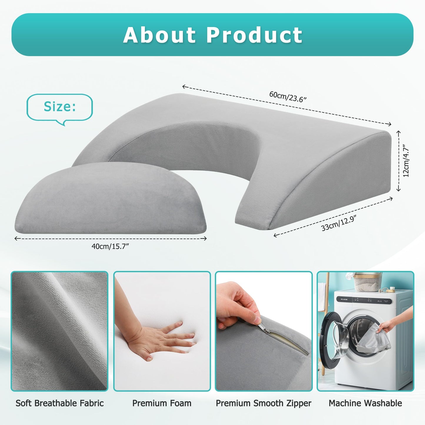 JFNoraiva Wedge Pillow for Side Sleeping, Bed Wedge Pillows for Back Pain Relief & Post Surgery, Bedsore Pressure Relief Pillow, Wedges & Body Positioners Pillow for Seniors, Pregnancy, Adult(2IN1)