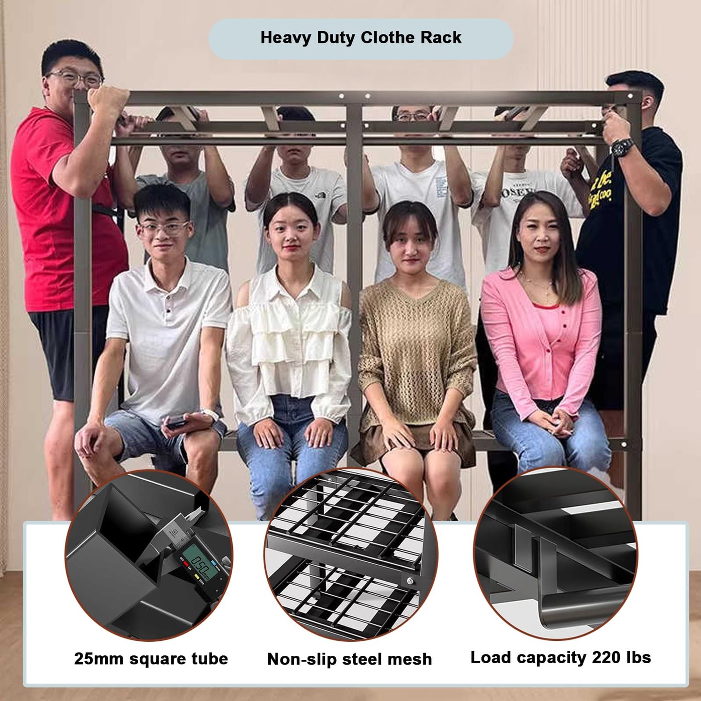 71in Foldable Portable Wardrobe Closet with Magnetic Door 2000lbs Heavy-duty Clothe Rack with Wheels and Cover Large Covered Clothing Coat Storage Organizer System (Grey zipper, 70.86in/5.9ft)