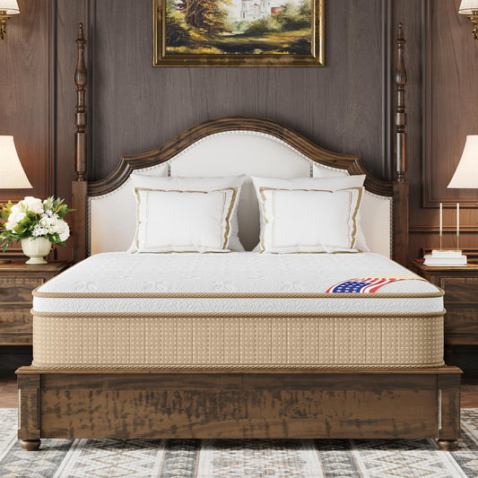 Yaak 12 Inch Queen Mattress in a Box for Back Pain Relief, Medium Firm Feel Fiberglass Free Hybrid Mattress with Cooling Gel Memory Foam and Individual Pocket Springs, CertiPUR-US 100 Night Trial