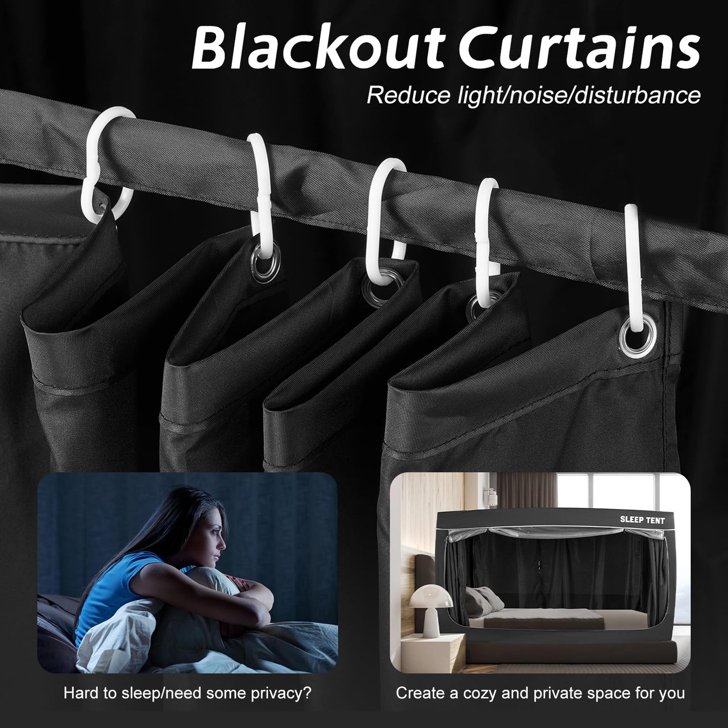 YAVIL Bed Tent Dream Tents Bed Canopy Indoor Sleep Privacy Bed Tents Spread Blackout Canopy Breathable Twin Size for Kids and Adult Patent (Mattress Not Included)