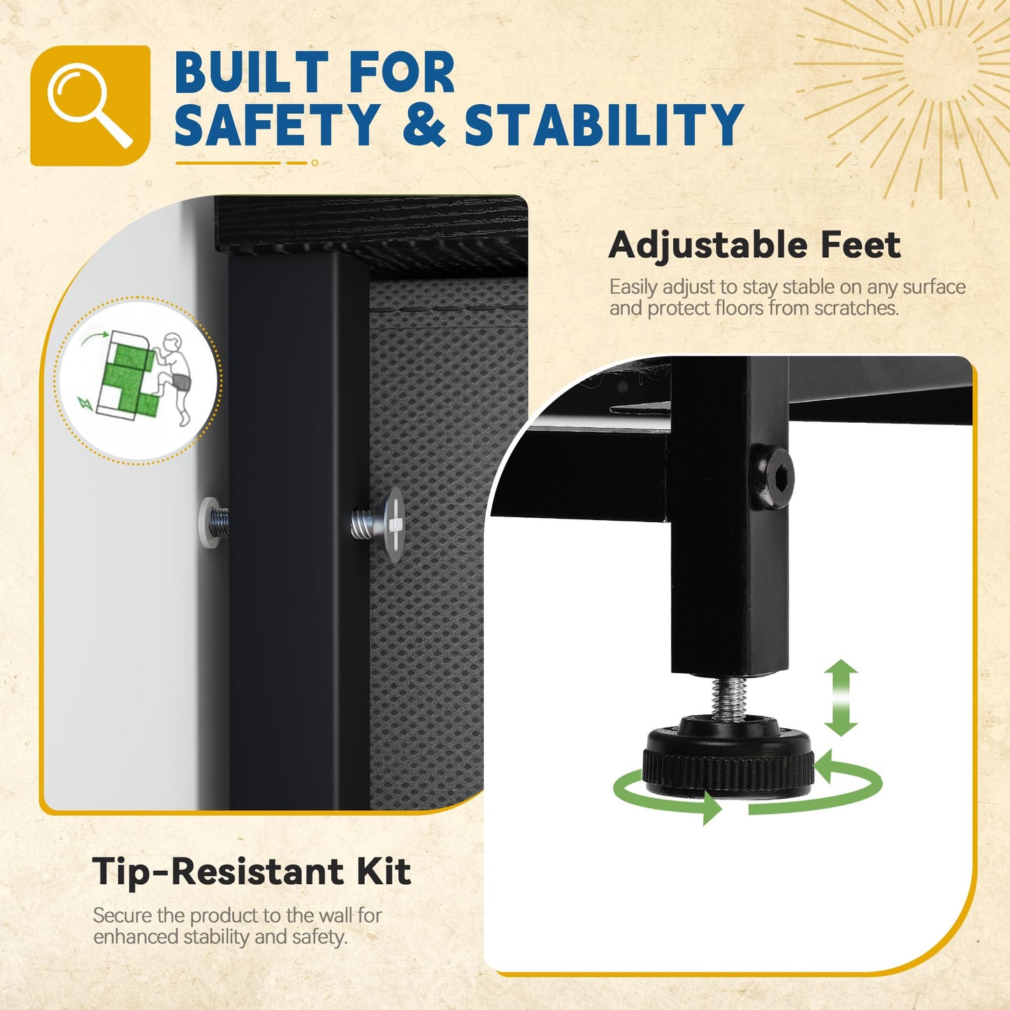 DWVO 4 Drawers Dresser, Dresser for Bedroom, Fabric Storage Tower, Chest of Drawers, Organizer Unit for Closets, Living Room, Sturdy Steel Frame, Wooden Top, Easy Pull Fabric Bins