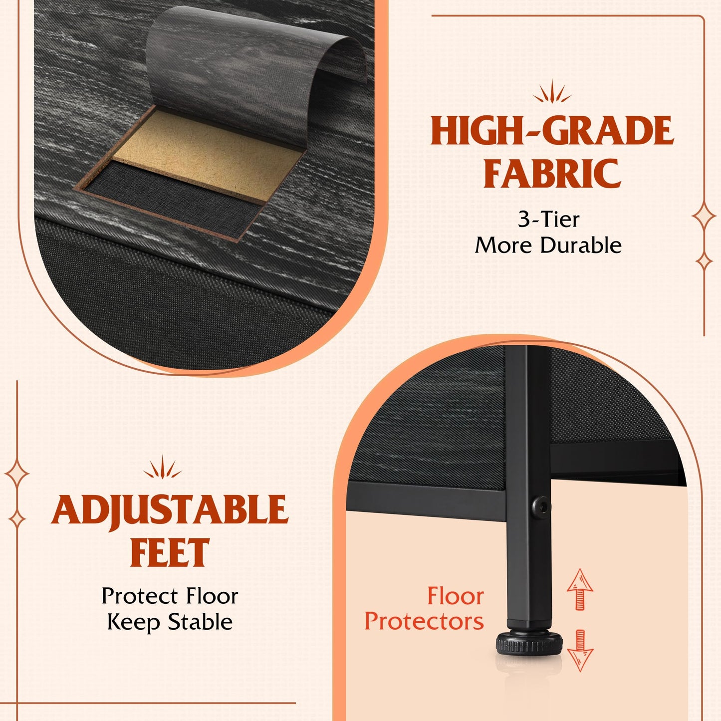 WLIVE Dresser for Bedroom with 5 Drawers, Wide Dressers with Drawer Organizers, Chest of Drawers, Fabric Dresser for Living Room, Closet, Hallway, Charcoal Black Wood Grain Print