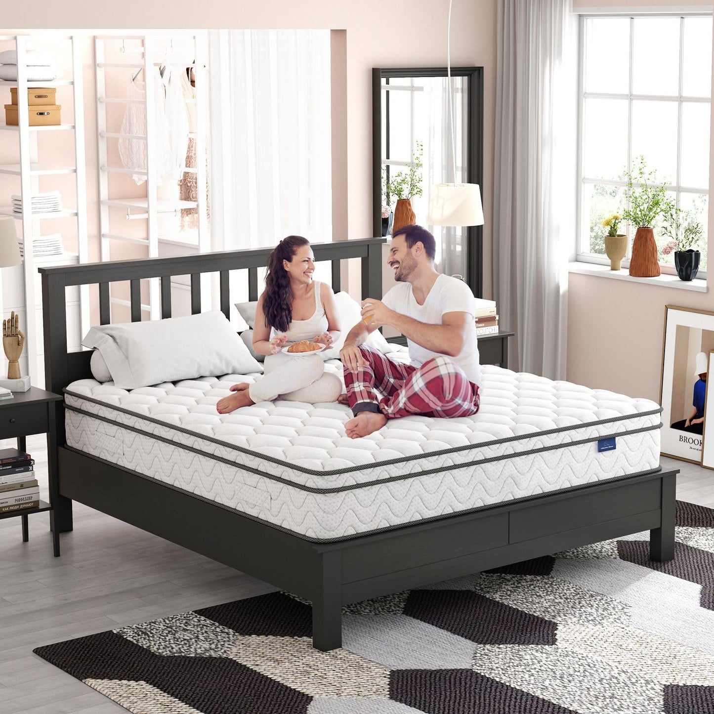 Vesgantti 12 inch Twin Size Mattress, Hybrid Single Mattress in a Box with Memory Foam and Pocket Spring, Ergonomic Design & Pressure Relief, Medium Firm Feel, 39"*75"*12"