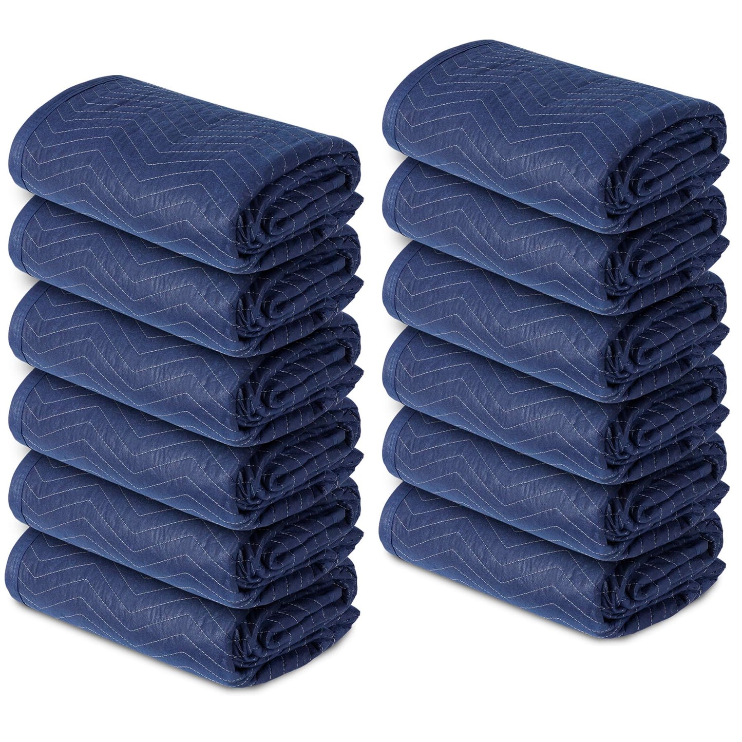 12 Moving Packing Blankets 80 x 72 Inches (35 lb/dz) Heavy Duty Moving Pads for Protecting Furniture Professional Quilted Shipping Furniture Pads (Dark Blue 12PCS)