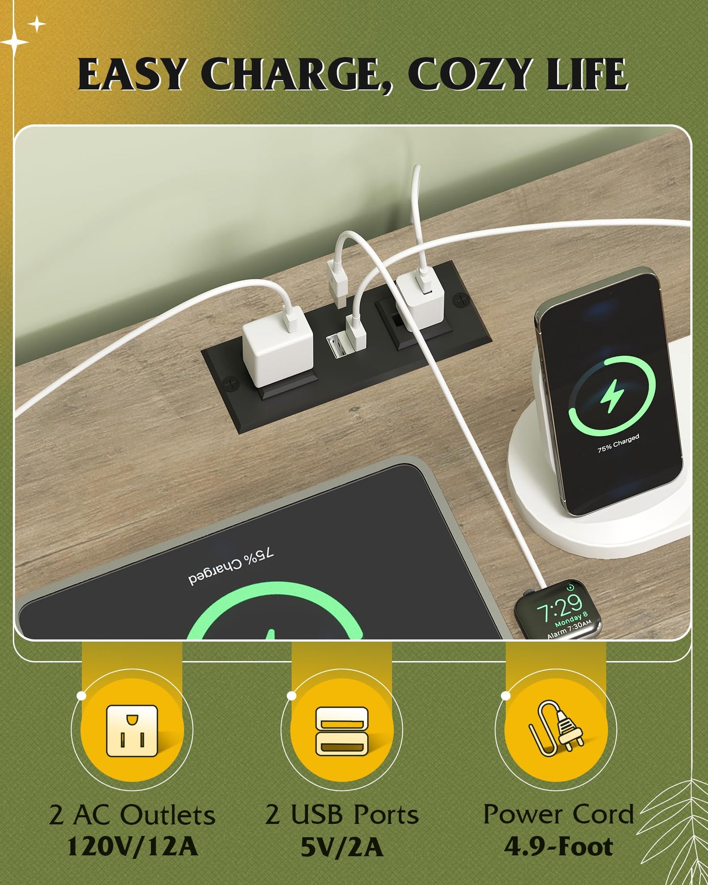 WLIVE Night Stand Set of 2 with Charging Station, Nightstands with Wood Drawers and Open Shelf, Bed Side Tables Living Room, Bedroom, Modern End Table Set 2, Greige