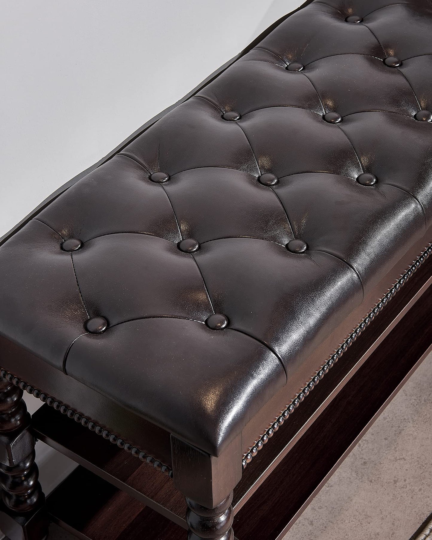 ZIRKOOON Shoe Storage Bench, Entryway Shoe Rack with Leather Seat 2-Tier Lift-top Organizer Wooden Bench for Foyer Bedroom Living Room Accent Furniture (31.5'')