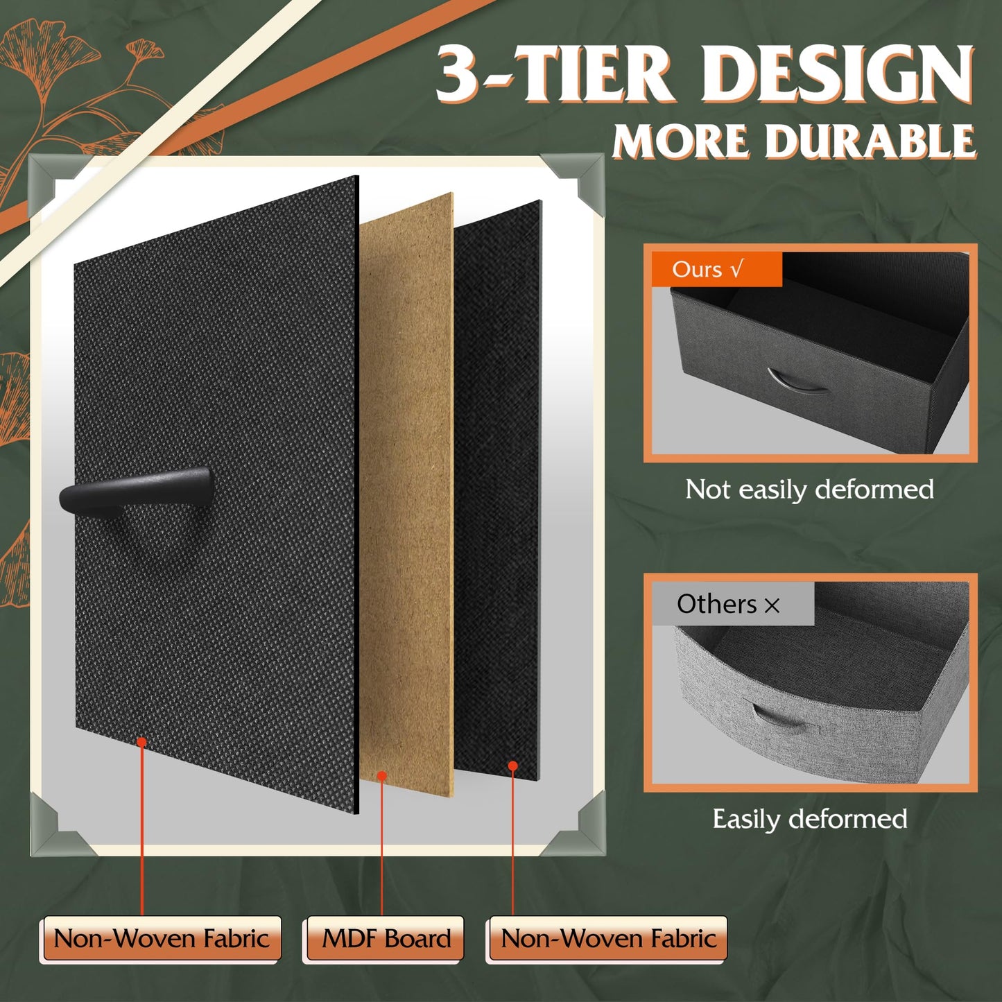 WLIVE 9-Drawer Dresser, Fabric Storage Tower for Bedroom, Hallway, Entryway, Closet, Tall Chest Organizer Unit with Fabric Bins, Steel Frame, Wood Top, Easy Pull Handle, Charcoal Black