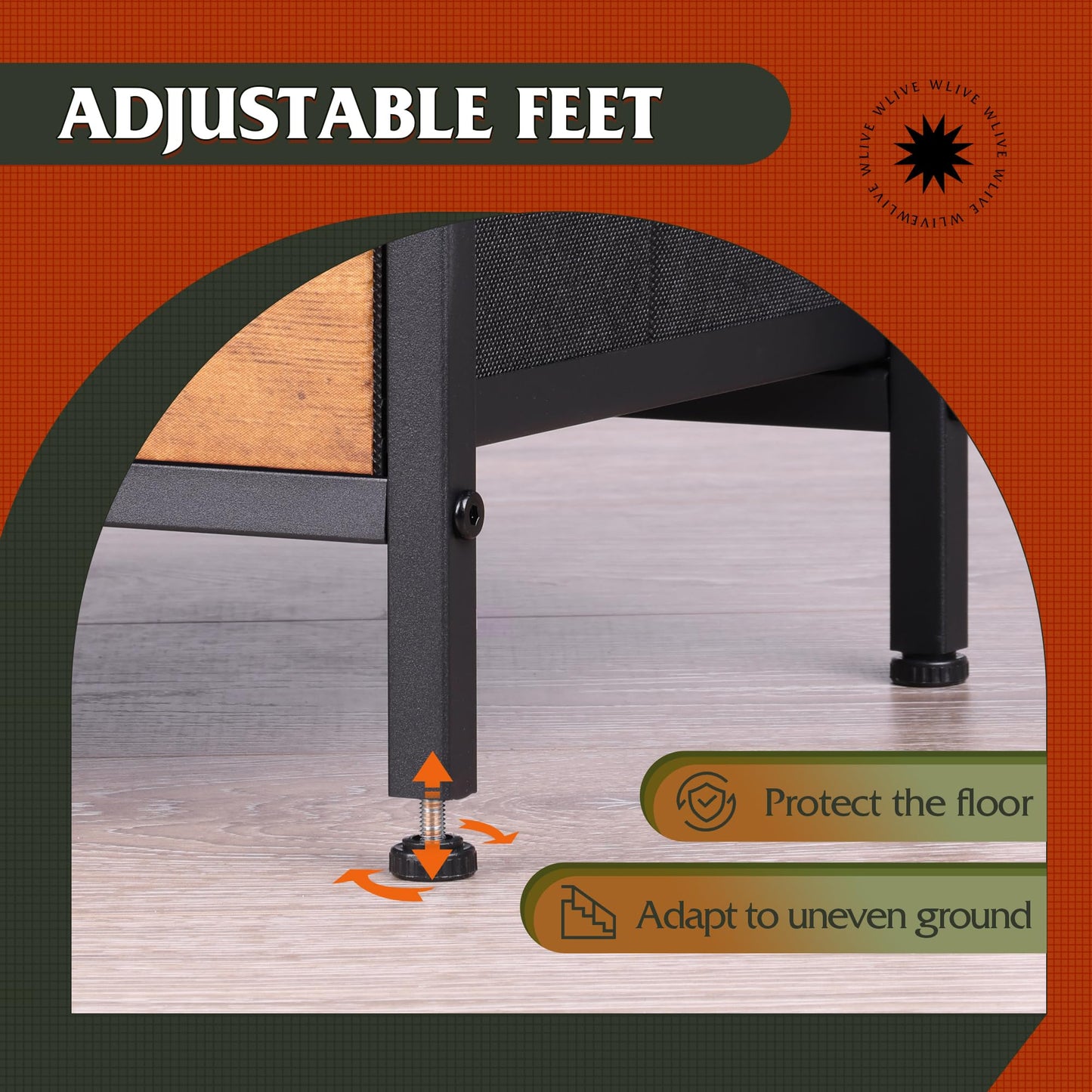 WLIVE Night Stand Set 2, Nightstand with Charging Station, Bedside Tables for Bedroom, Side Table with Fabric Drawers, USB Ports and Outlets, Rustic Brown