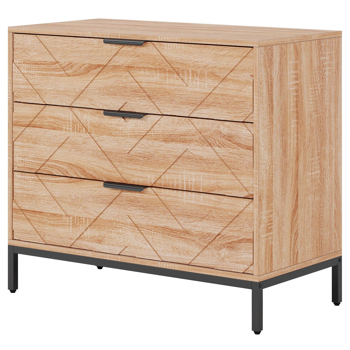 Tribesigns Wooden Nightstand with 3 Drawers, 31" Wide Night Stand with Metal Legs, Modern Large Bedside End Table for Bedroom, Living Room (1)