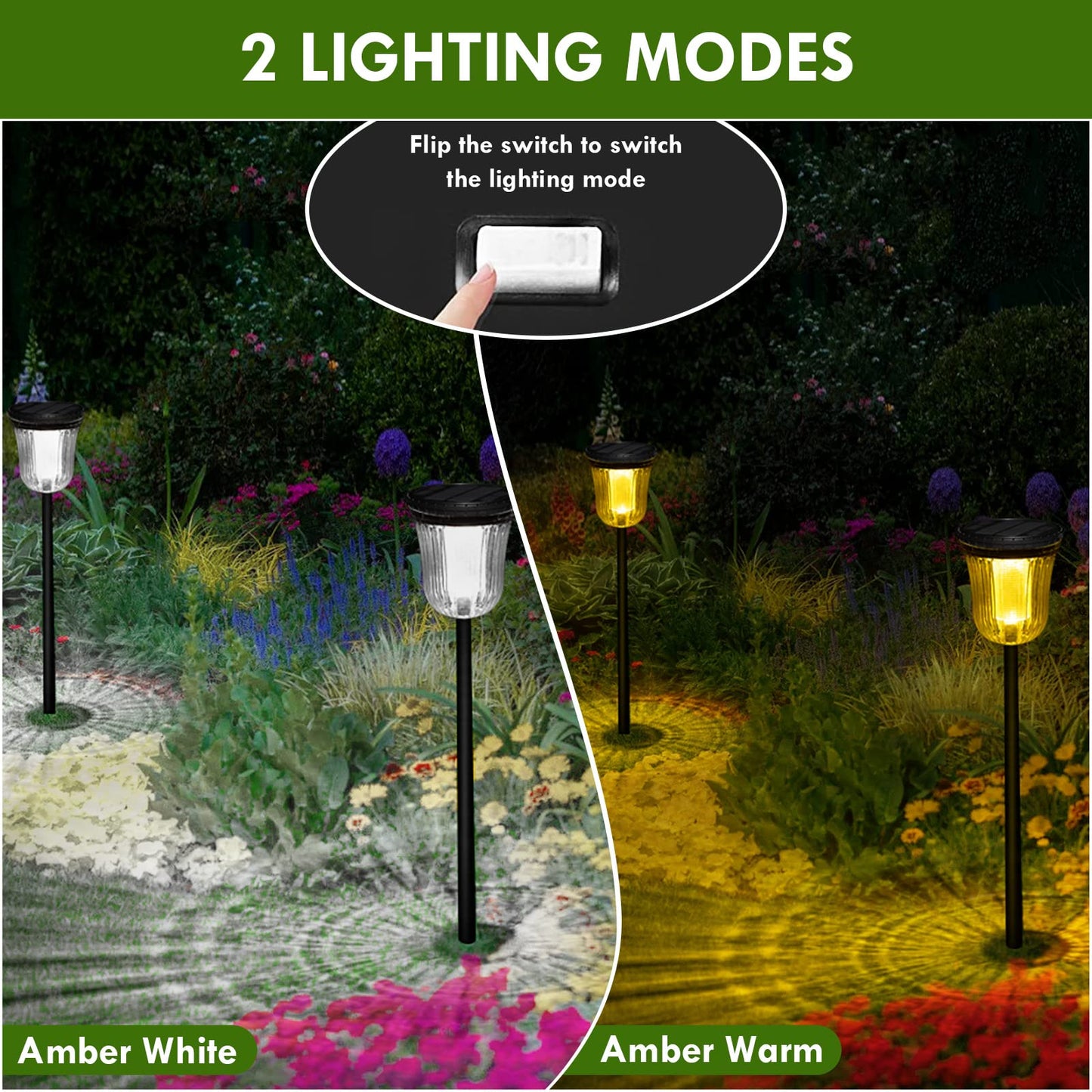WTGEGF Solar Pathway Lights Outdoor Waterproof, 4 Pack 200 Lumens Super Bright Solar Garden Lights with 2 Lighting Modes, Auto On/Off Outdoor Solar Lights for Yard, Walkway, Lawn, Driveway, Path