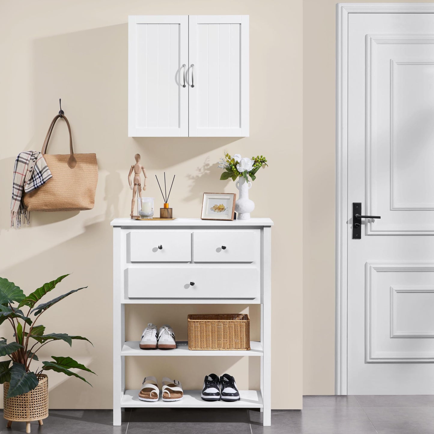 Yaheetech Bathroom Wall Cabinet, Kitchen Storage Cupboard Cabinet with 2 Doors, Wall Mount Storage Cabinet for Bathroom, Kitchen, Living Room, White