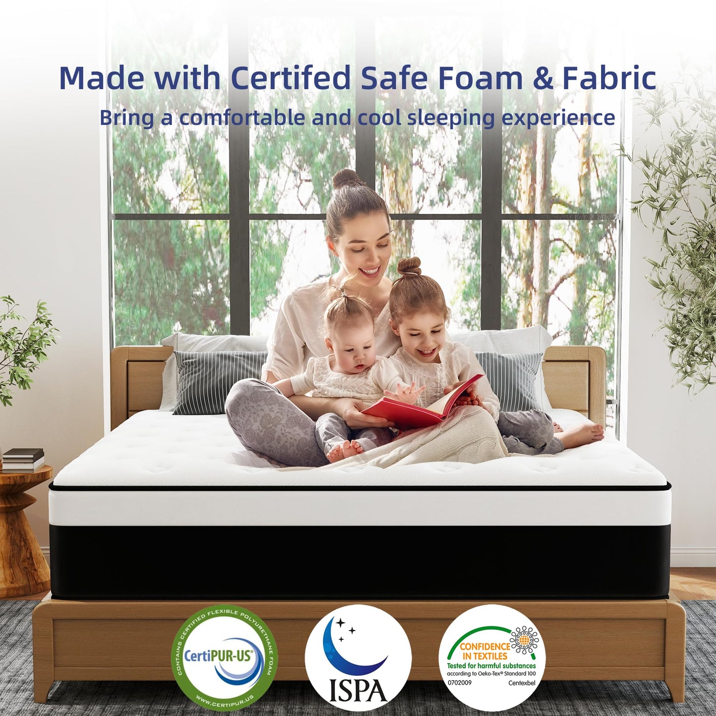VERHOPE Queen Mattress, 12 Inch Queen Hybrid Mattress in a Box with Memory Foam, Medium Firm, Euro Top, Reinforced Edge Support, Pressure Relief & Motion Isolation, CertiPUR-US Certified