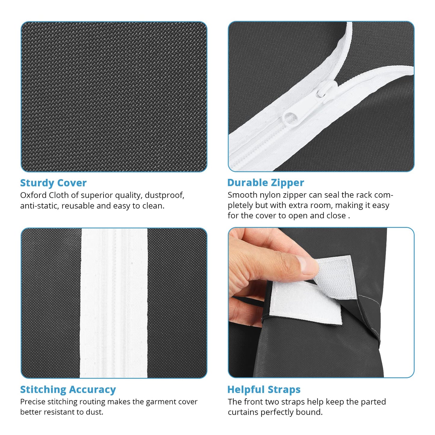 VIPEK V40C Covered Clothes Rack Heavy Duty Clothing Rack with Cover, Custom Freestanding Closet Portable Wardrobe Closet for Bedroom, Large Black Coset Rack with Black Oxford Fabric Cover