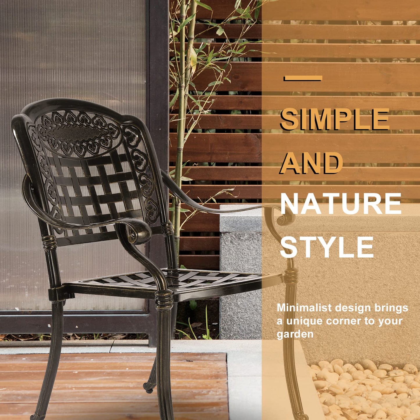 W WARMHOL 3-Piece Outdoor Patio Dining Set, All-Weather Cast Aluminum Patio Furniture Set for Backyard Garden Deck with 2 Chairs and 31” Round Table, 2" Umbrella Hole