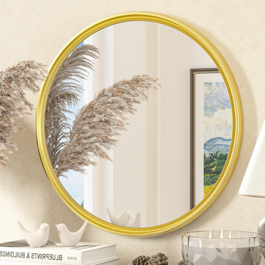 TETOTE Round 18 inch Brushed Gold Mirror for Entryway Decor Bathroom Vanity