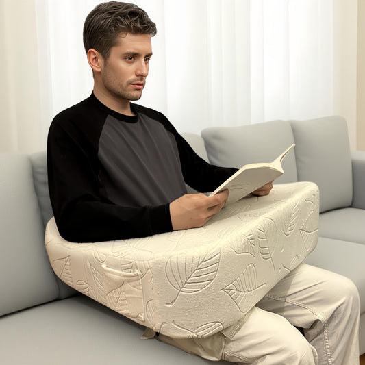 XYRONICA Gaming Pillow for Lap Large Armrest Support Pillow for Reading Lap Desk Pillow for Adult High-Density Sponge Provides arm Support for Working (Beige)