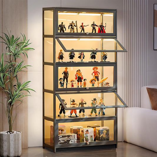 TVMCNA 68" Display Cabinet, Curio Display Cabinet with Acrylic Door Collectibles Toy Organizers Rack & Display Shelf, Display Case for Playroom Bedroom Toddler's Room Kids Bookcase