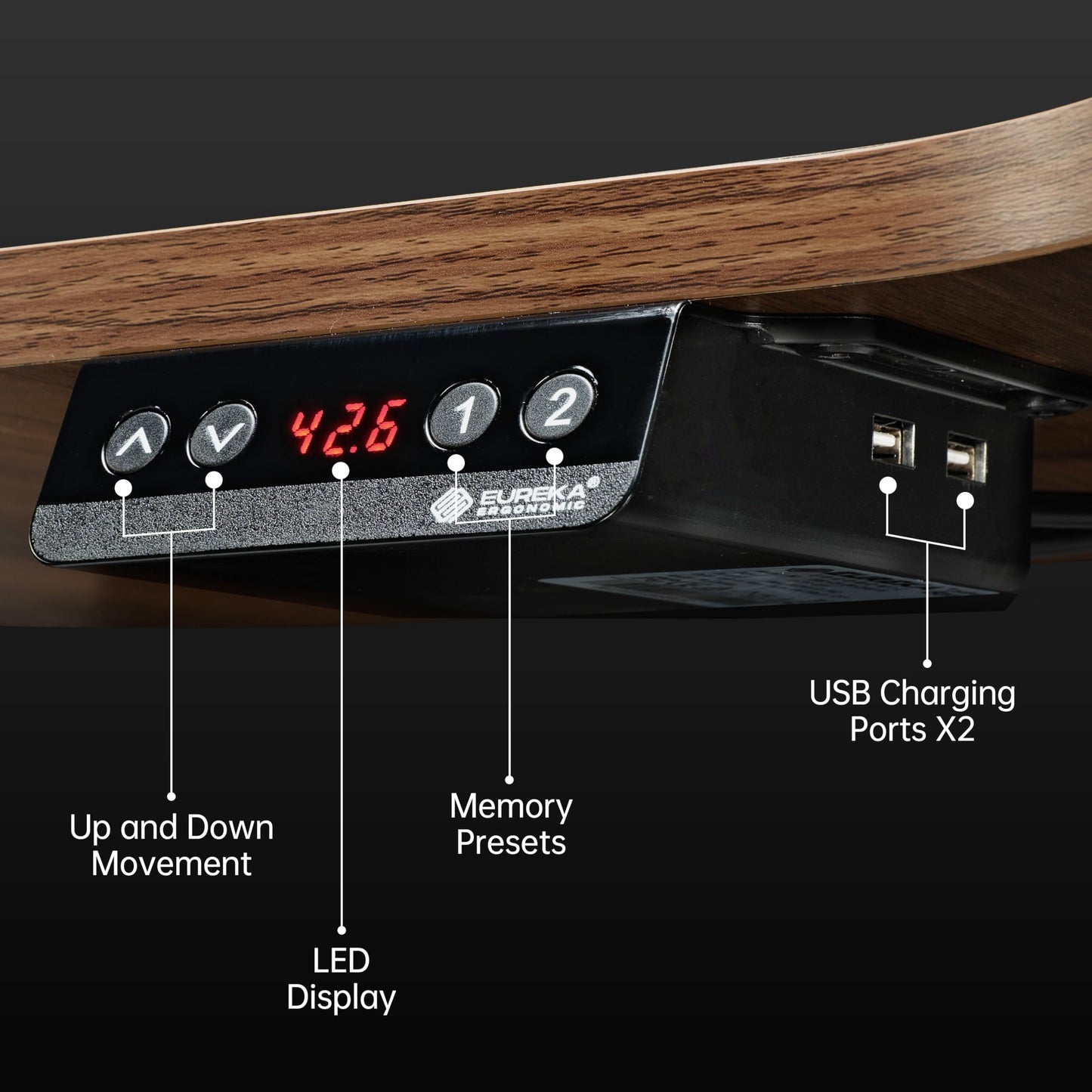 EUREKA ERGONOMIC Standing Desk Electric Adjustable Height (61"x43") Computer Desk with Keyboard Tray Sit Stand Desk L Shaped Desk for Work/Home Office,Dual Motor,Memory Presets,2 USB/RGB,Walnut/Right