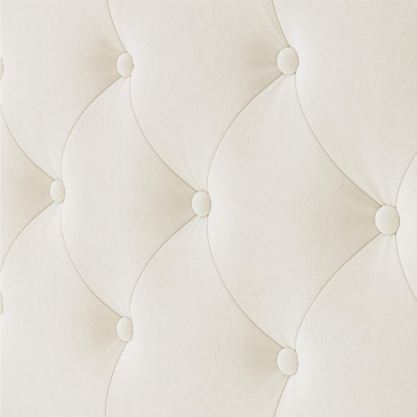 VINTLJUS King LED Bed Frame with Storage Headboard & Charging Station, Velvet Fabric Platform Bed Frames with 4 Drawers, Button Tufted Upholstered, No Box Spring Needed, Beige