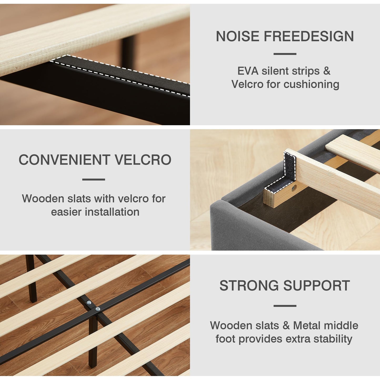 VECELO Upholstered Twin Bed Frame with Headboard Adjustable, Velvet Platform Bed with LED Lights, Charging Station, Mattress Foundation with Wooden Slats, Noise Free, No Box Spring Needed, Dark Grey