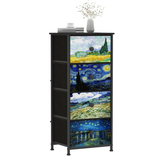 Welfuturer Narrow Dresser for Bedroom Slim 4 Drawer Dresser Vertical Storage Tower Unit for Living Room Hallway Kids Room Nursery Closet Sturdy Steel Frame Wooden Top Easy Pull Handle