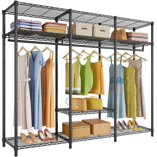VIPEK V30 Heavy Duty Clothes Rack with 7 Adjustable Shelves & 2 Hang Rods, Portable Closet, Metal Clothing Rack, Freestanding Wardrobe Closet for Hanging Clothes, Max Load 870lbs