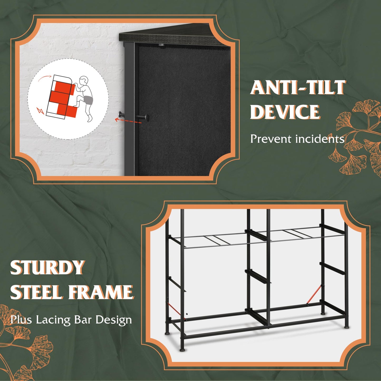 WLIVE Dresser for Bedroom with 8 Drawers, Wide Fabric Dresser for Storage and Organization, Bedroom Dressers, Chest of Drawers for Living Room, Closet, Hallway, Charcoal Black Wood Grain Print