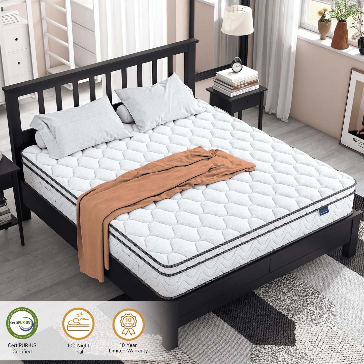 Vesgantti 12 inch Twin Size Mattress, Hybrid Single Mattress in a Box with Memory Foam and Pocket Spring, Ergonomic Design & Pressure Relief, Medium Firm Feel, 39"*75"*12"