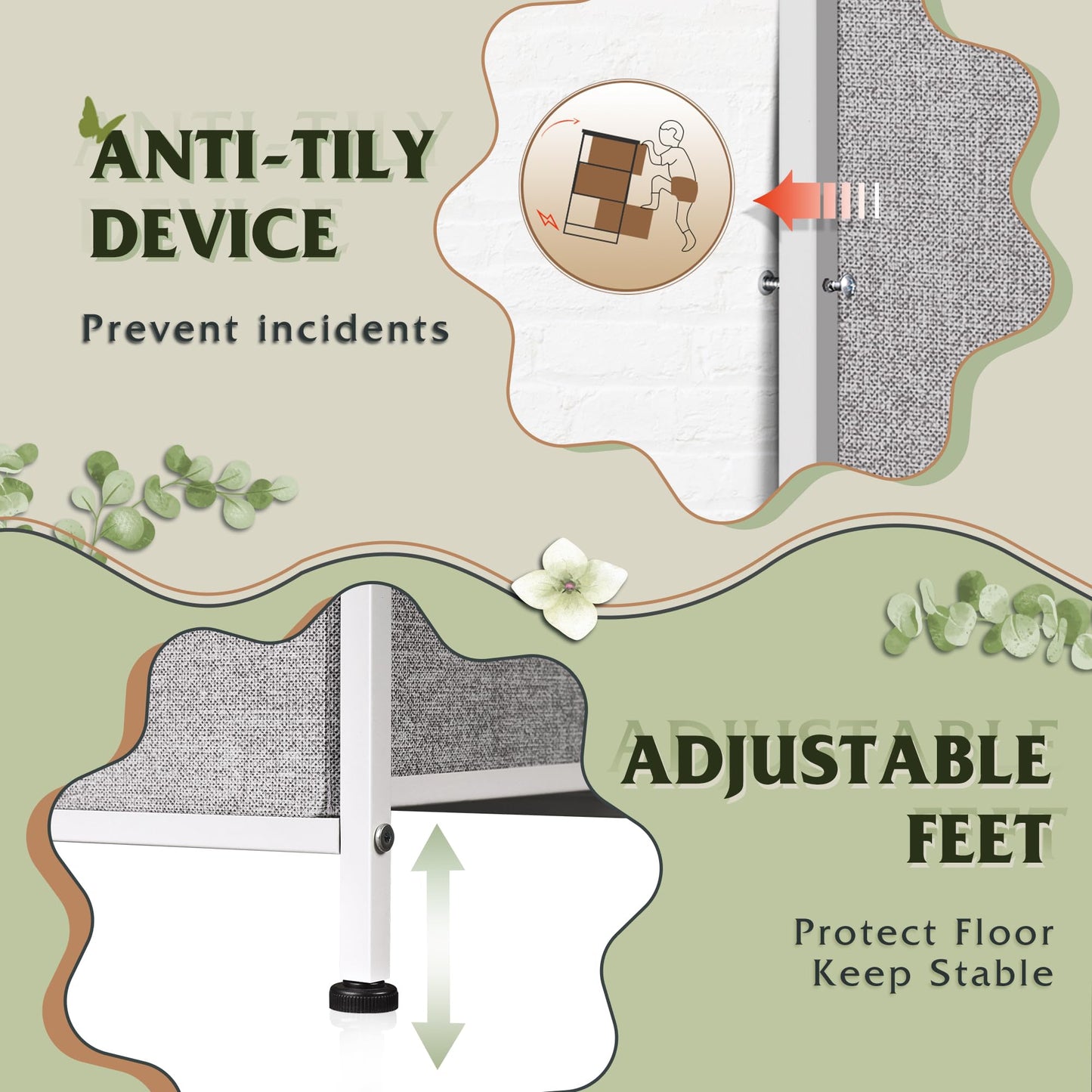 WLIVE 8 Drawer Dresser for Bedroom, Wide Fabric Dresser Storage Organizer, Chest of Drawers with Wood Top, Sturdy Steel Frame, Dressers for Living Room, Closet, Hallway, Light Grey