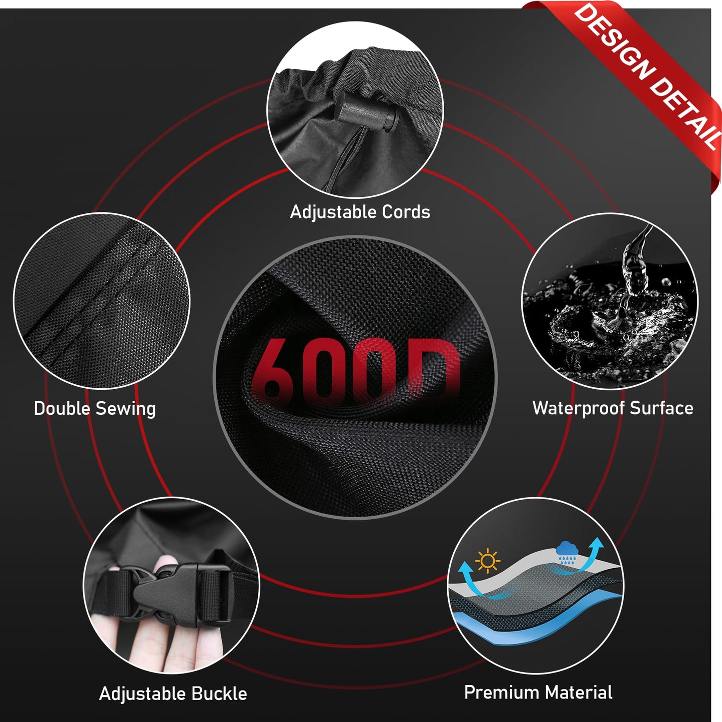 Zettum Patio Furniture Cover Rectangle - 110 Inch Outdoor Table Cover Waterproof & Heavy Duty, Large 600D Lawn Furniture Sofa Set Covers for Outside Dining Table and Chairs Combo - 110 x 74 x 28 Inch