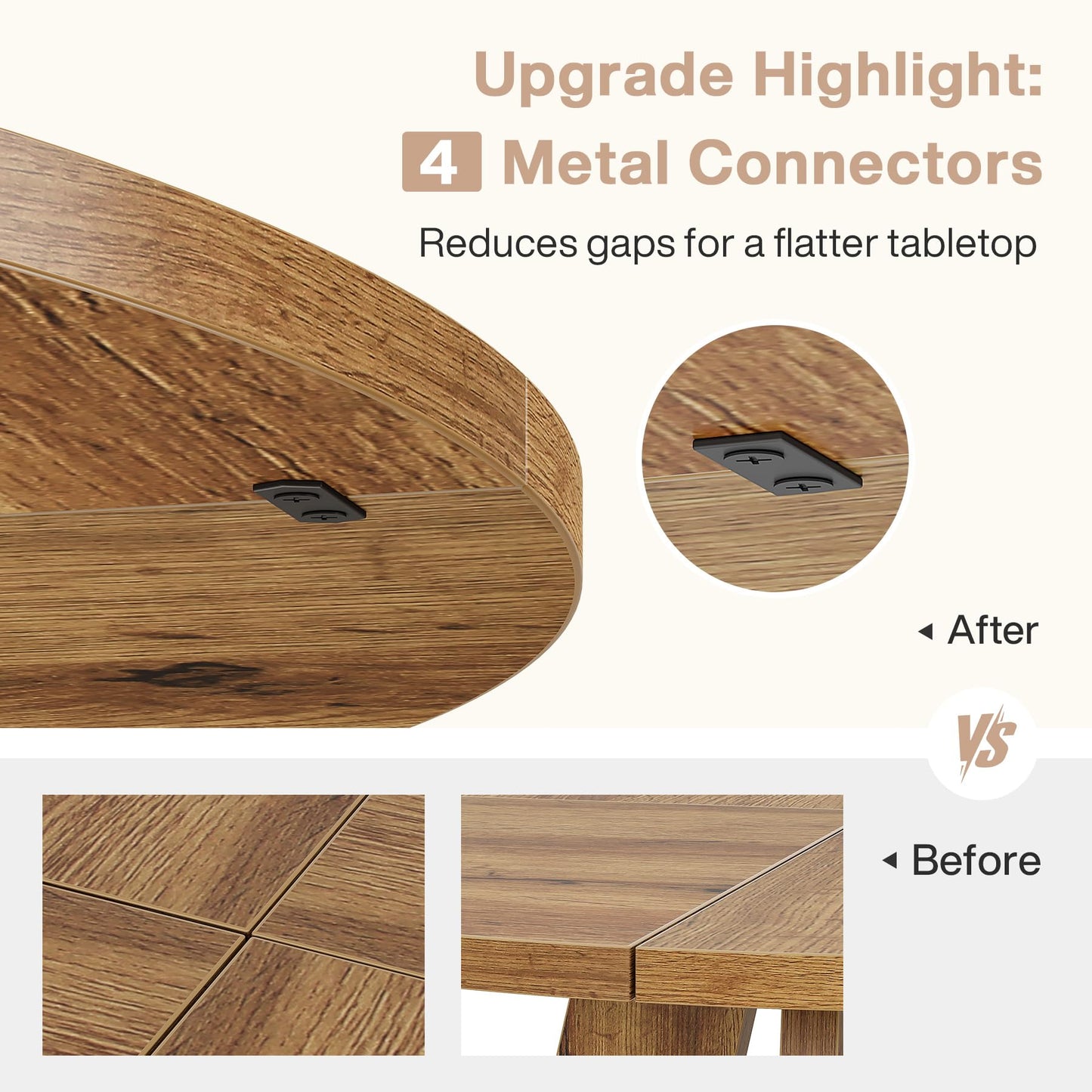 Tribesigns Farmhouse Dining Table, 47 Inch Round Dinner Table for 4, Rustic Round Dining Room Table for Home Dining Room Living Room (Wood)