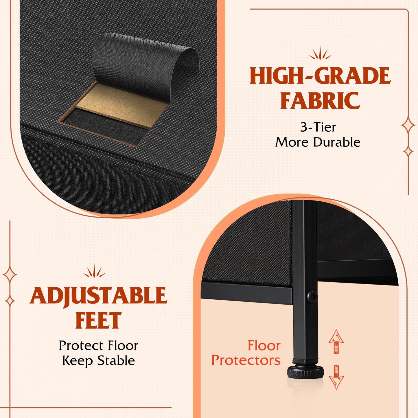 WLIVE Dresser for Bedroom with 5 Drawers, Wide Bedroom Dressers with Drawer Organizers, Chest of Drawers, Fabric Dresser for Living Room, Closet, Hallway, Charcoal Black