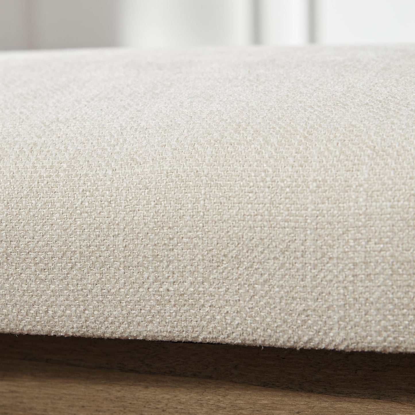 Zihanhome Entryway Bench, Chenille Upholstered Shoe Benches for Bedroom, Ottoman Bench with Solid Wood Shelf, Storage Benches for Hallway, Living Room(Beige)