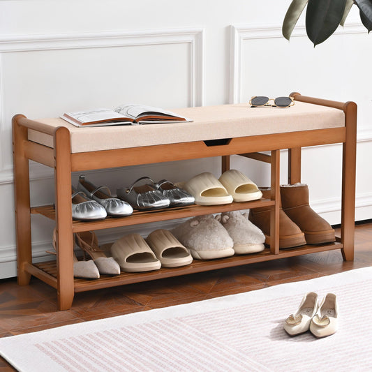 39.4in Shoe Rack Bench, Shoe Storage Bench with Lift Top Hidden Storage, Entryway Bench Holds Up to 330lb for Bedroom Living Room