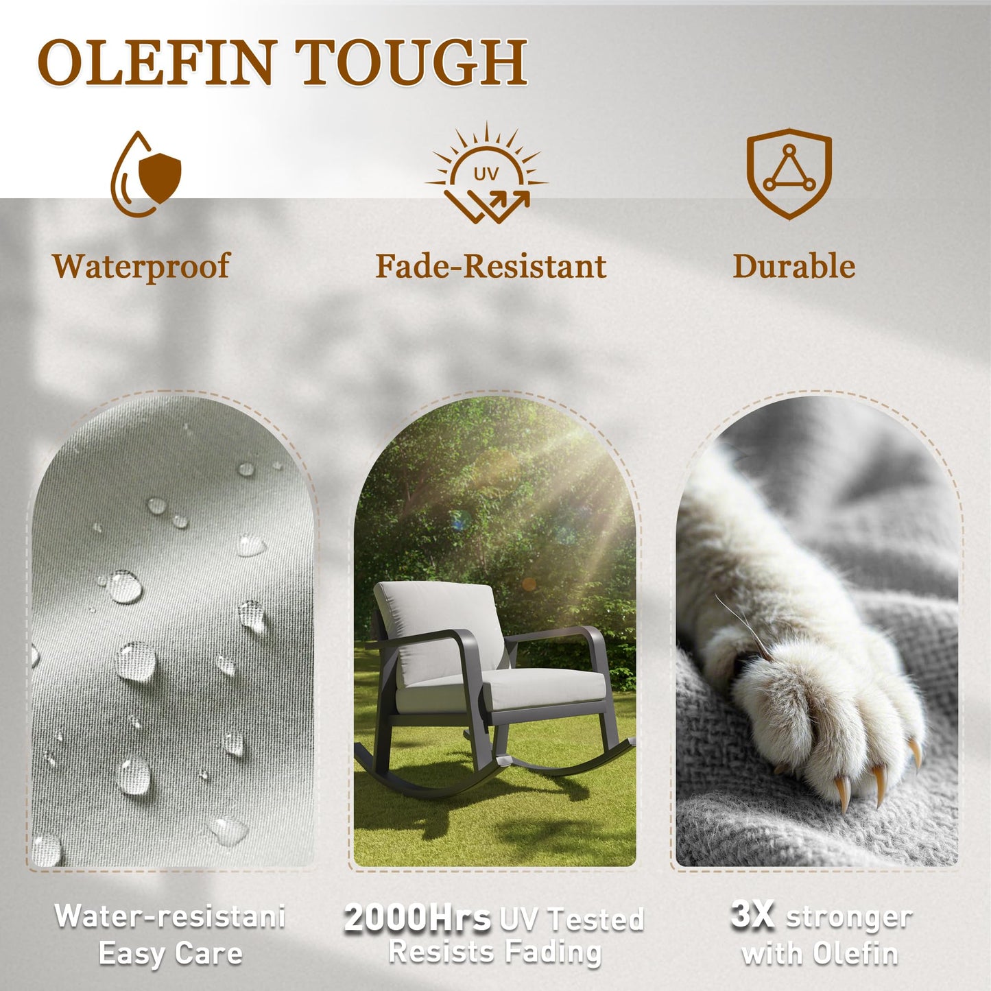 Trenlogne 3 Piece Outdoor Rocking Chairs, Patio Bistro Set with 2 Rockers and 1 Metal Coffee Table, Oversize Aluminum Conversation Set for Garden, Balcony, Backyard