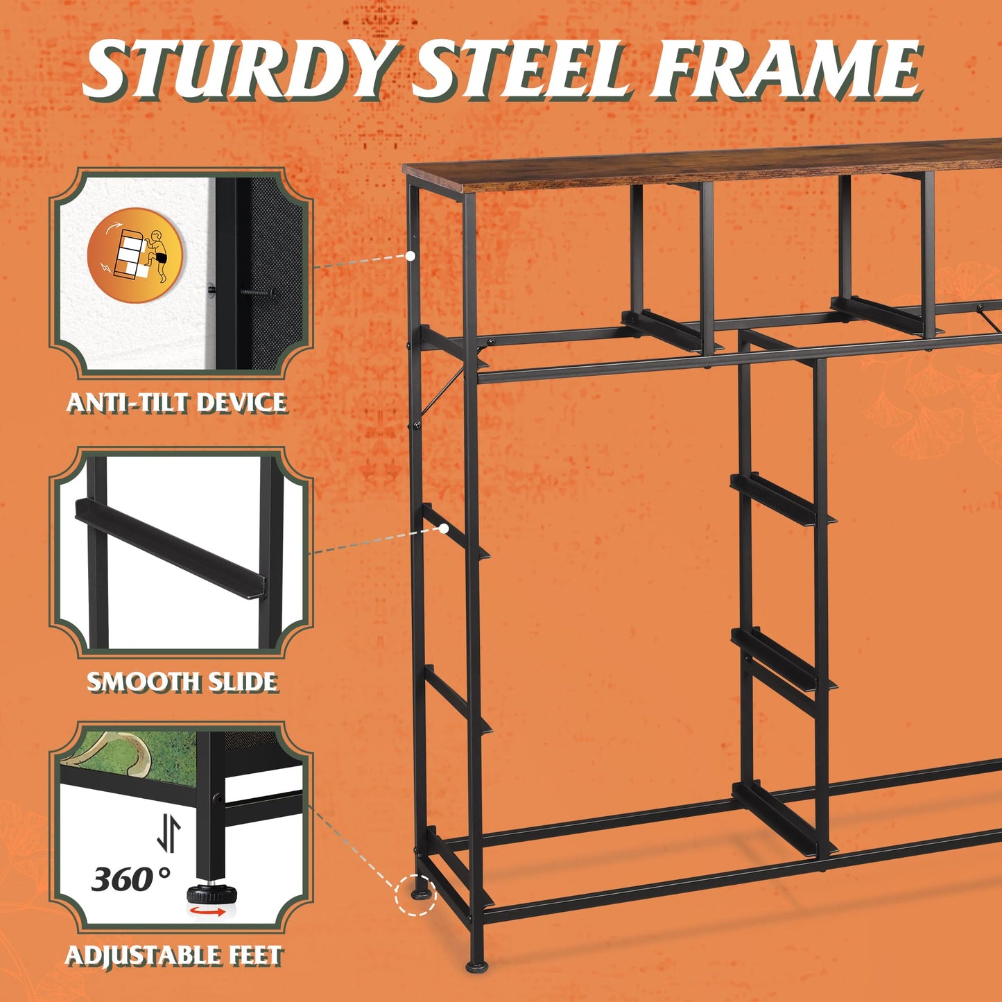 WLIVE 9-Drawer Dresser, Fabric Storage Tower for Bedroom, Hallway, Entryway, Closet, Tall Chest Organizer Unit with Fabric Bins, Steel Frame, Wood Top, Easy Pull Handle, Floral Painted