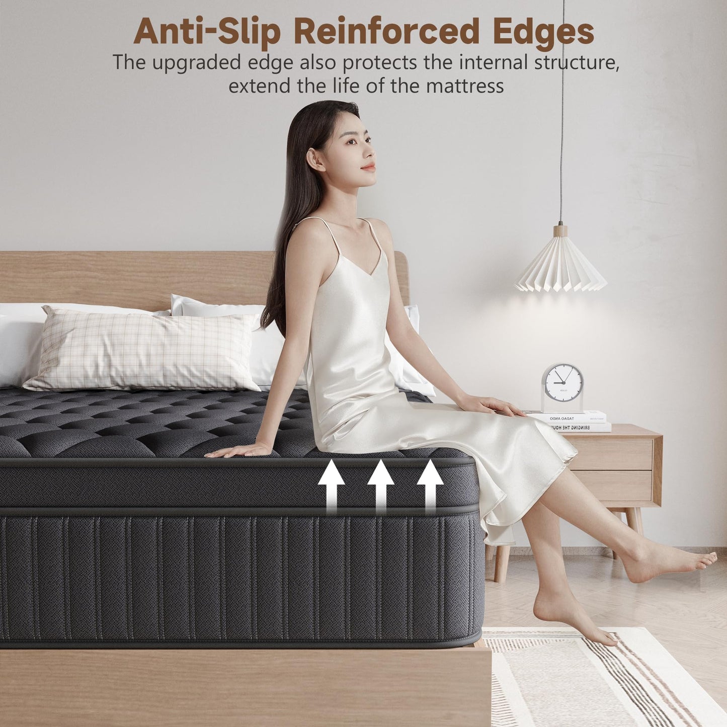 VERHOPE Queen Mattress, 12 Inch Queen Medium Firm Hybrid Mattress in a Box, Individual Pocket Spring for Pressure Relief & Motion Isolation, Reinforced Edge Support, CertiPUR-US Certified