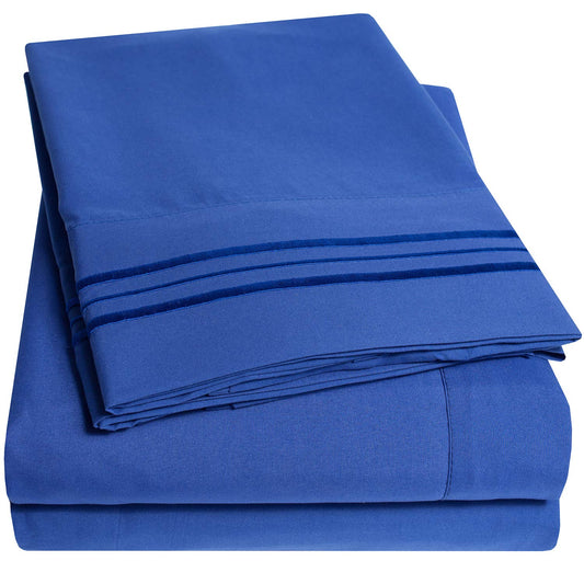 1500 Supreme Collection Full Sheet Sets Royal Blue - Luxury Hotel Bed Sheets and Pillowcase Set for Full Mattress - Extra Soft, Elastic Corner Straps, Deep Pocket Sheets, Full Royal Blue