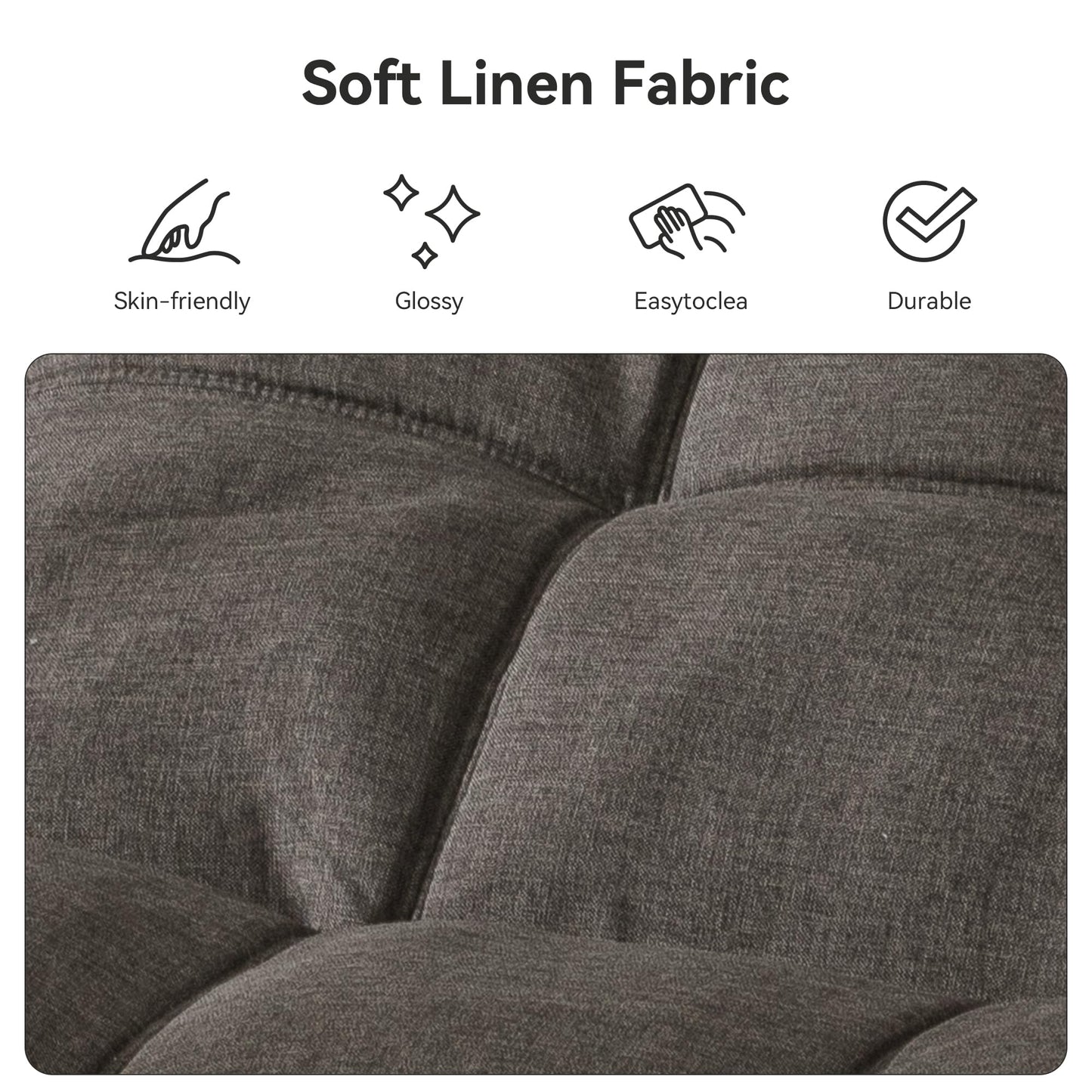 Vipbear 71" Convertible Futon Sofa Bed,Linen Fabric Futon Couch with Detachable Cushion,Adjustable Backrest & Armrest,Modern Loveseat Sleeper Recliner for Living Room,Office,Apartment,Dark Grey