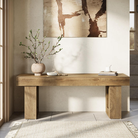 Tribesigns Wooden Entryway Bench, 47" Farmhouse Indoor Dining Table Bench with Sturdy Frame for Bedroom, Dining Room, Hallway, Easy Assembly