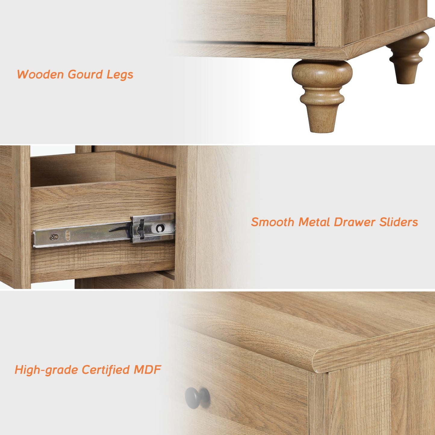 WAMPAT Wide Kids Dresser with 7 Drawers for Bedroom, Farmhouse Baby Dresser for Nursery & Kids Room, Wooden Chests & Dressers Closet Organizer for Children's Bedroom, 54 Inch, Oak